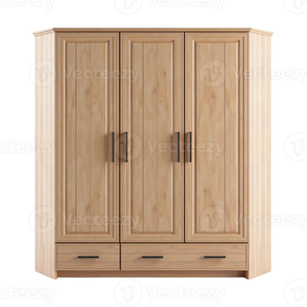 Light Wood Wardrobe Cabinet with Transparent Background Cutout for Design Projects png