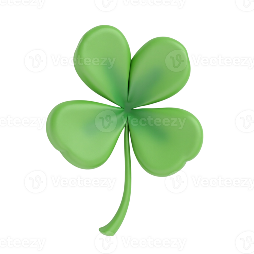 Isolated 3D Rendered Four Leaf Clover Symbol of Luck Fortune and Nature on Transparent Background png