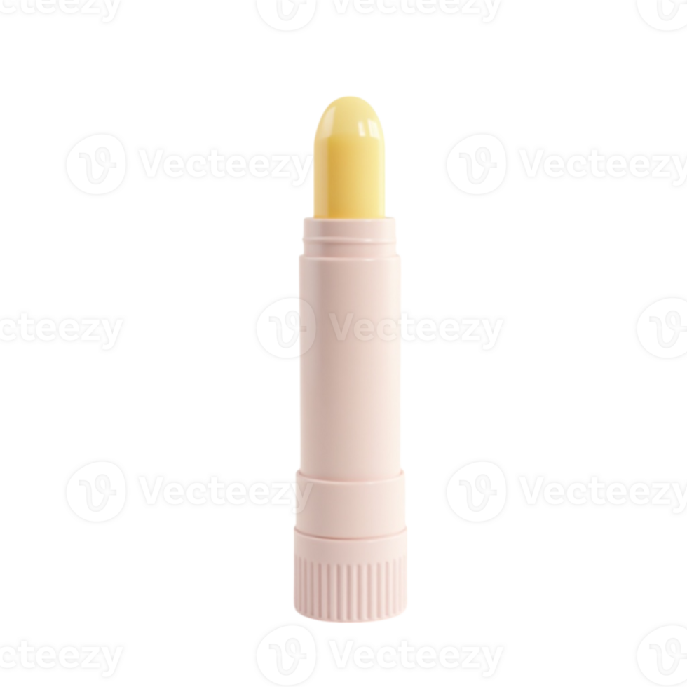 Isolated lip balm stick with yellow tip on transparent background ideal for beauty product mockups png