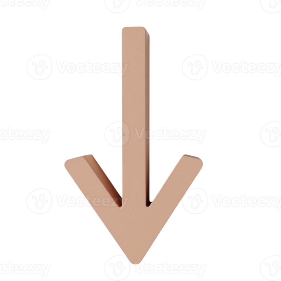 Modern 3D Down Arrow Graphic Element Pointing Direction Transparent png