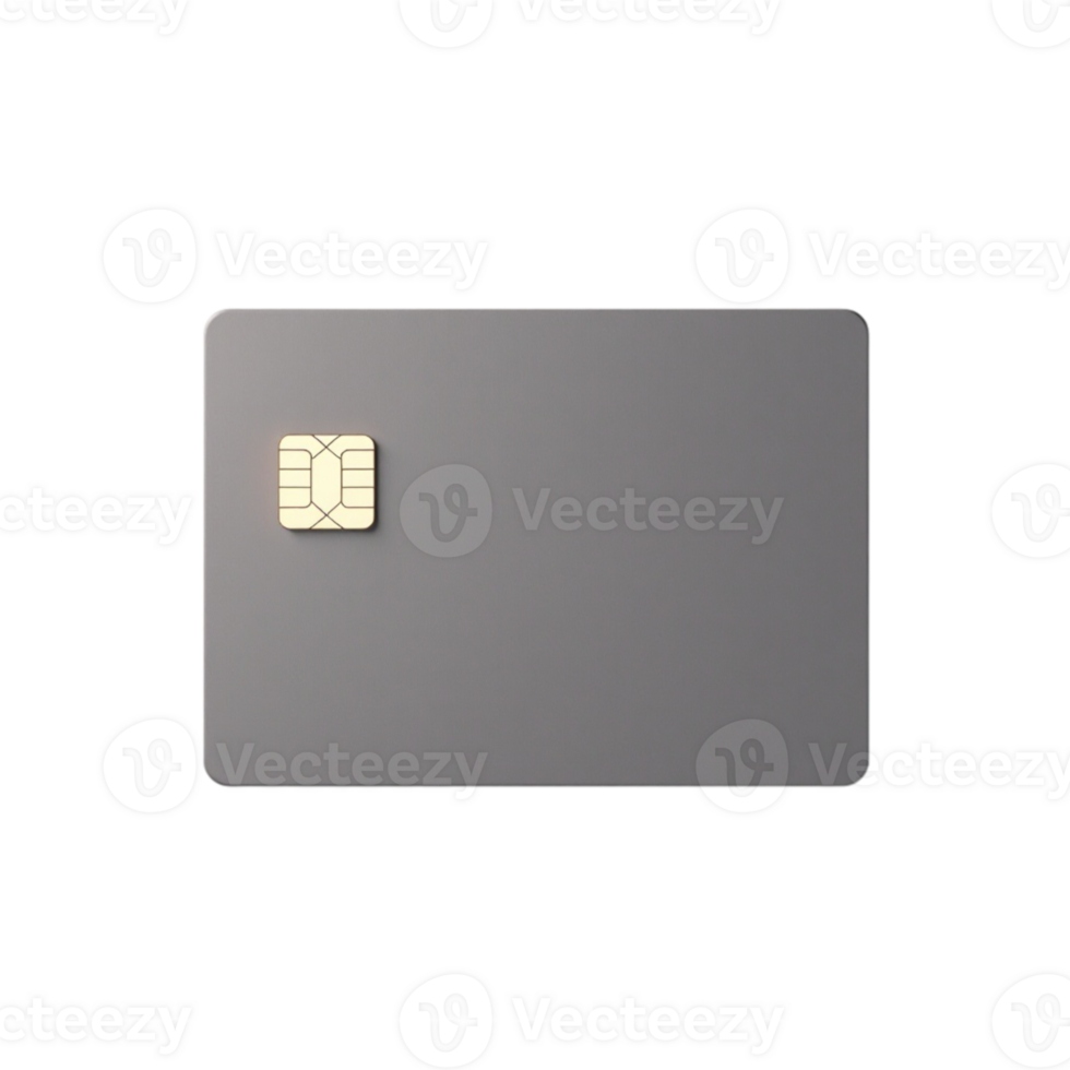 Modern Blank Grey Smart Card with Chip Isolated on Transparent Background Representing Technology and Finance png