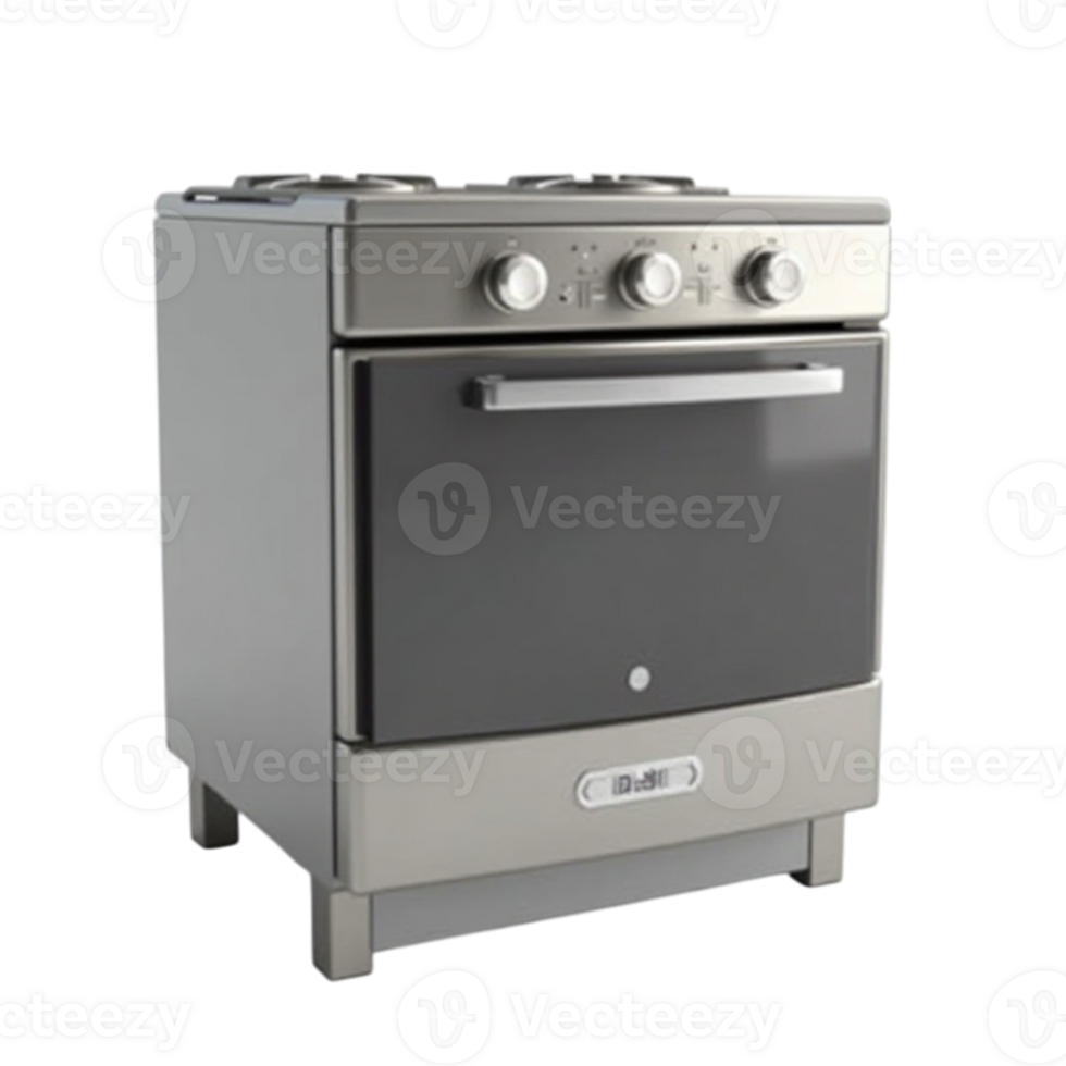 Modern electric stove with oven and burners isolated on transparent background for design projects png