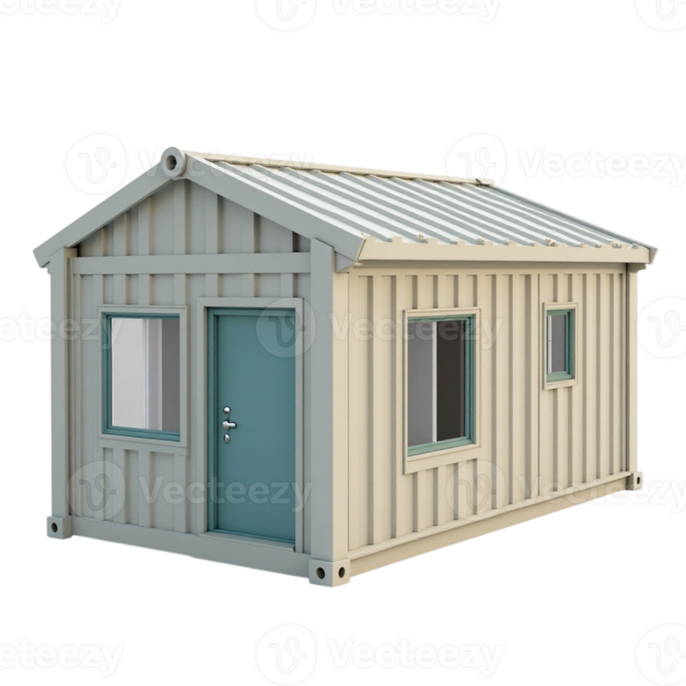 Modern Portable Modular Building Structure 3D Render Isolated on Transparent Background File png