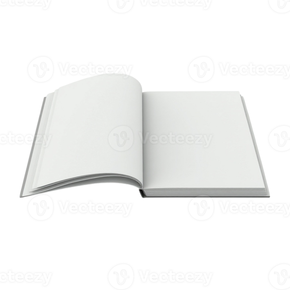 Open Blank Book Isolated on Transparent Background Mockup for Text png