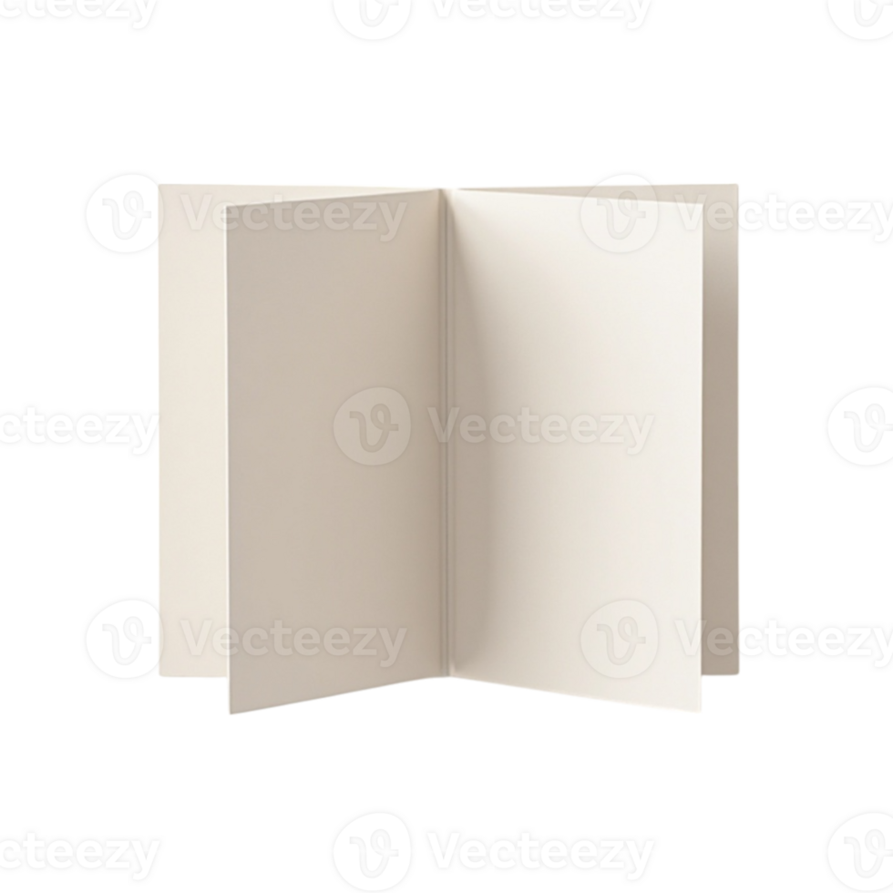 Open blank book with multiple white pages ready for content isolated on transparent background png