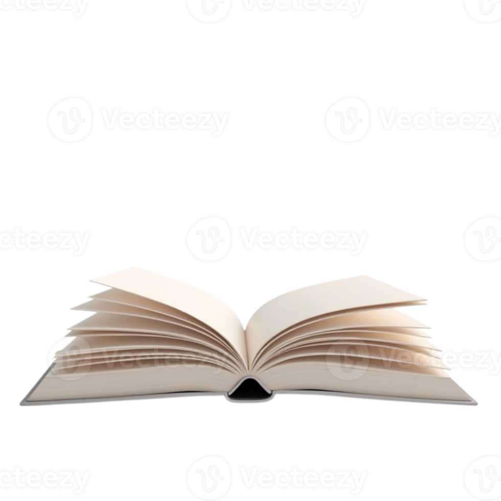 Open Book with Blank Pages Ready for Knowledge or Storytelling, Isolated on Transparent Background png
