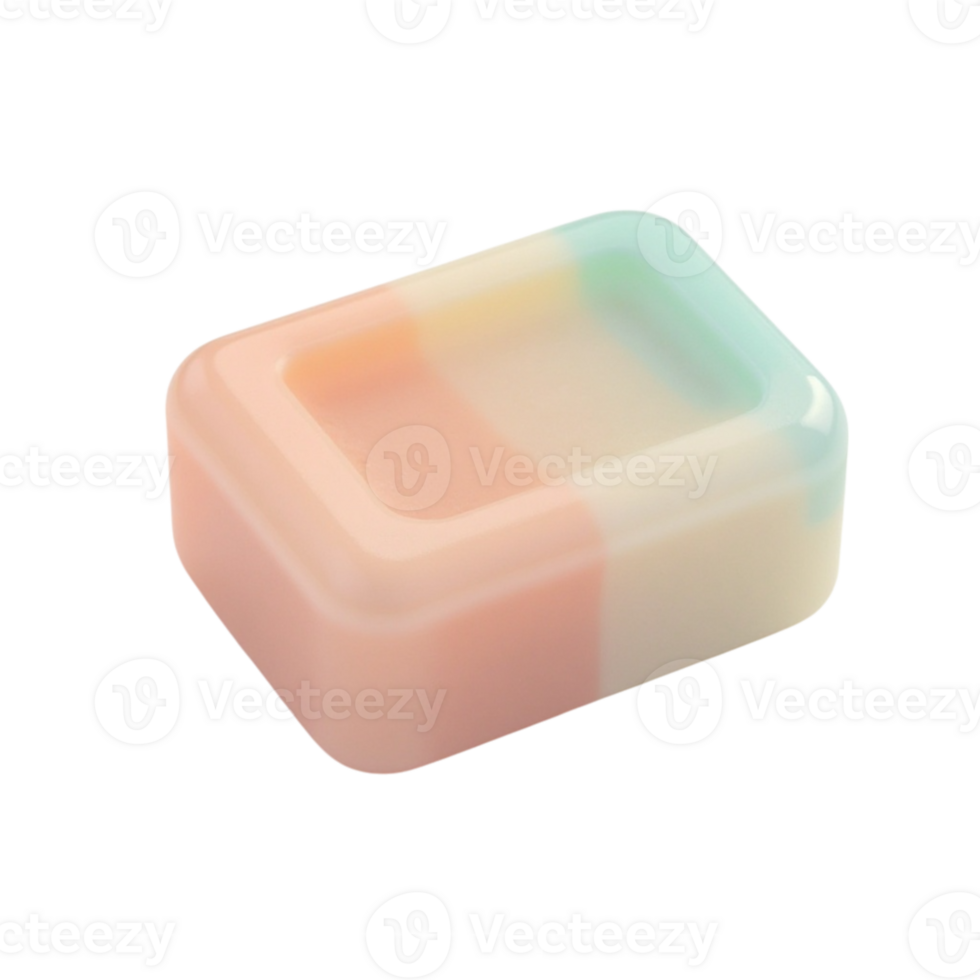 Pastel Gradient Translucent Rectangular Silicone Box or Mold Isolated on Black Background png