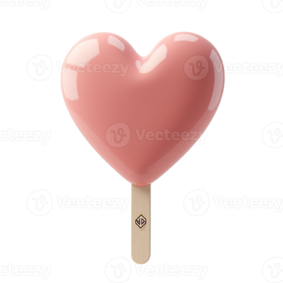 Pink Heart Shaped Ice Cream Pop with Transparent Background - Sweet Treat png
