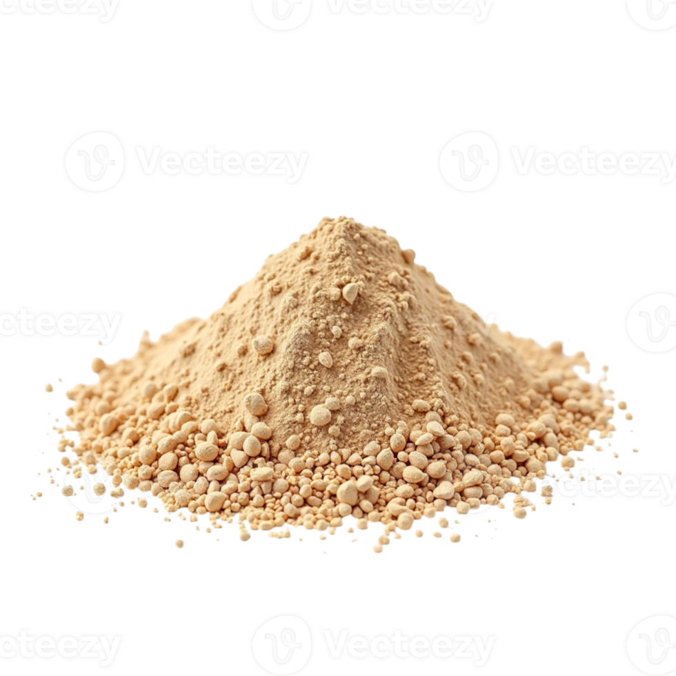 Pile of Light Brown Granulated Powder Against Black Background - File with Transparent Background png