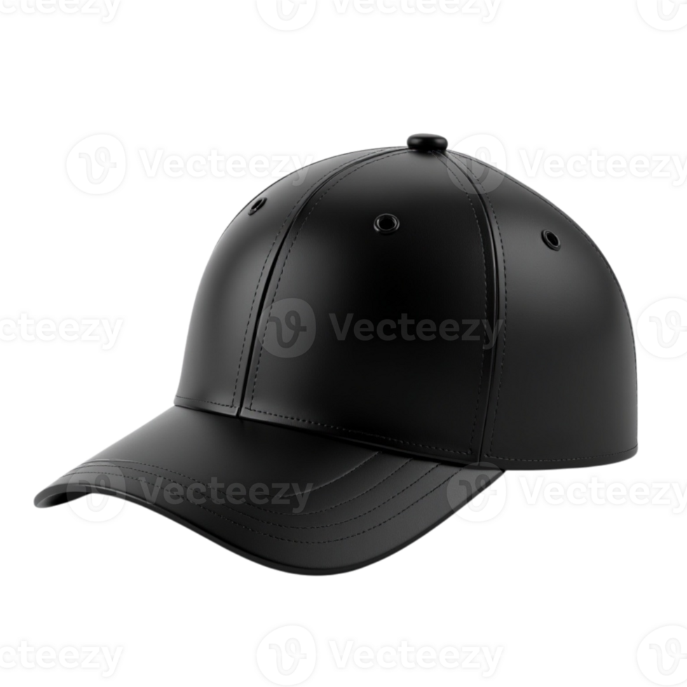 Realistic 3D Render of a Sleek Black Baseball Cap on a Transparent Background png