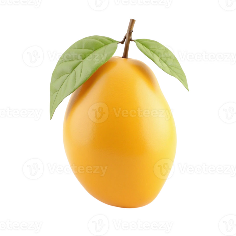 Ripe exotic yellow fruit with green leaves, fresh and healthy produce on transparent background for design assets png