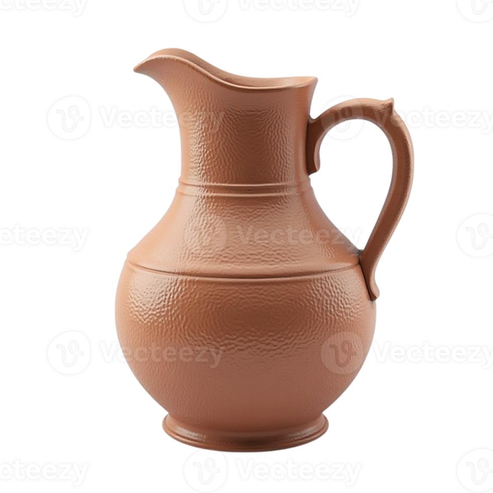 Rustic Brown Ceramic Pitcher Jug Isolated on Transparent Background for Design Projects png