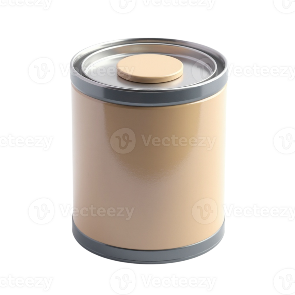 Shiny Cylindrical Metal Container with Lid Isolated on Transparent Background for Mockup png