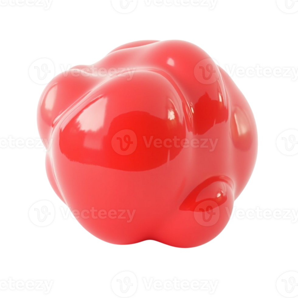 Shiny Red Abstract Blob Shape Object with Glossy Reflective Surface 3D Render png