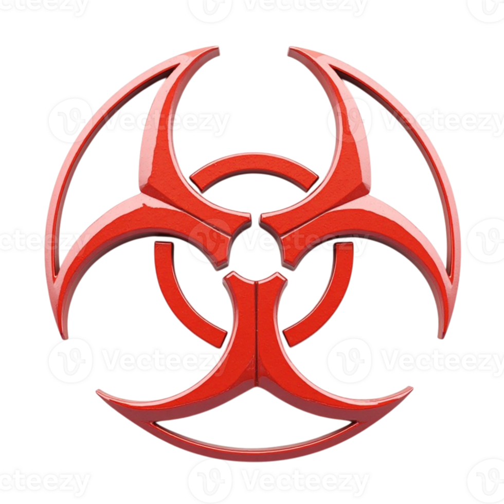 Shiny Red 3D Biohazard Symbol Warning Sign Graphic Element for Danger Alert png