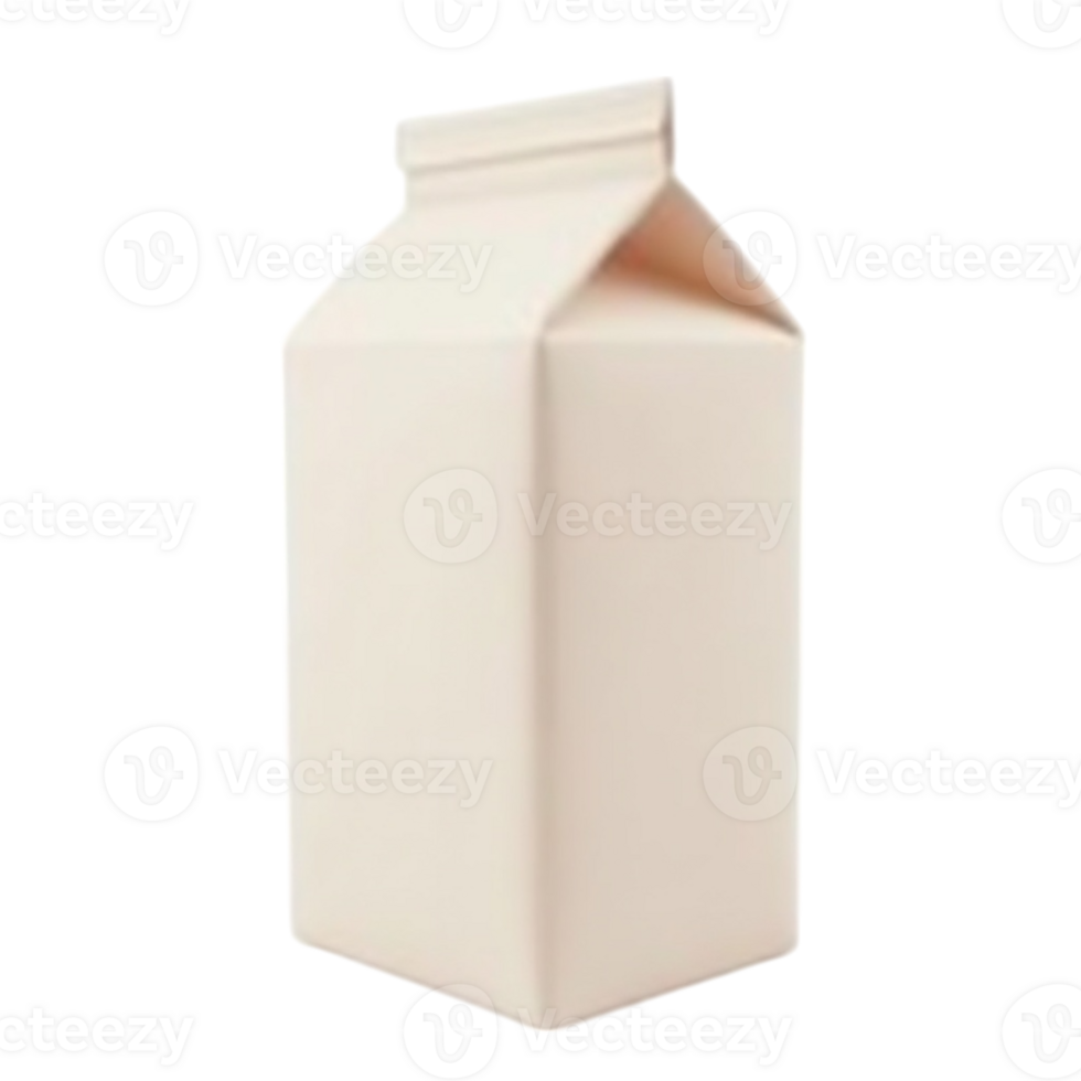 Single white milk carton or juice box isolated on a transparent background file png
