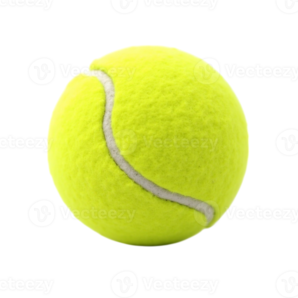 Single vibrant yellow tennis ball isolated on a transparent background ready for play png