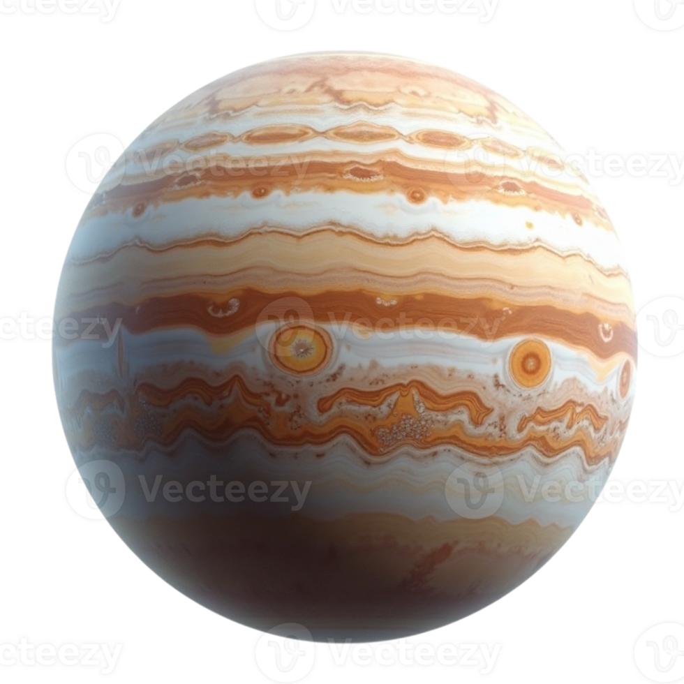 Realistic 3D Rendered Image of Jupiter the Gas Giant Planet Isolated on Black png