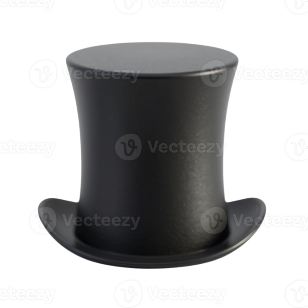 Sleek Black Top Hat Isolated Object Cutout on Transparent Background png