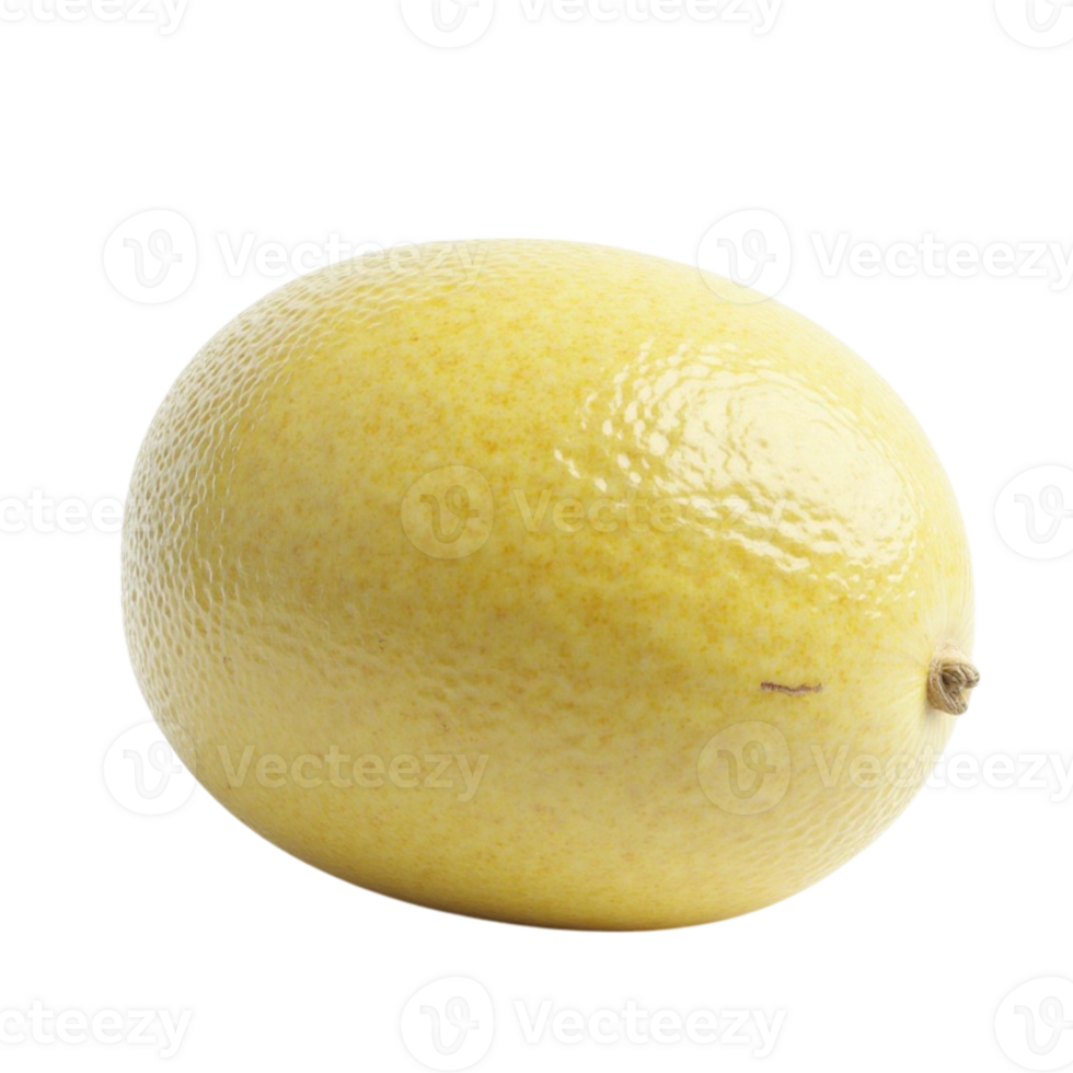 Studio Shot of a Single Bright Yellow Whole Lemon Fruit Isolated on Transparent Background png