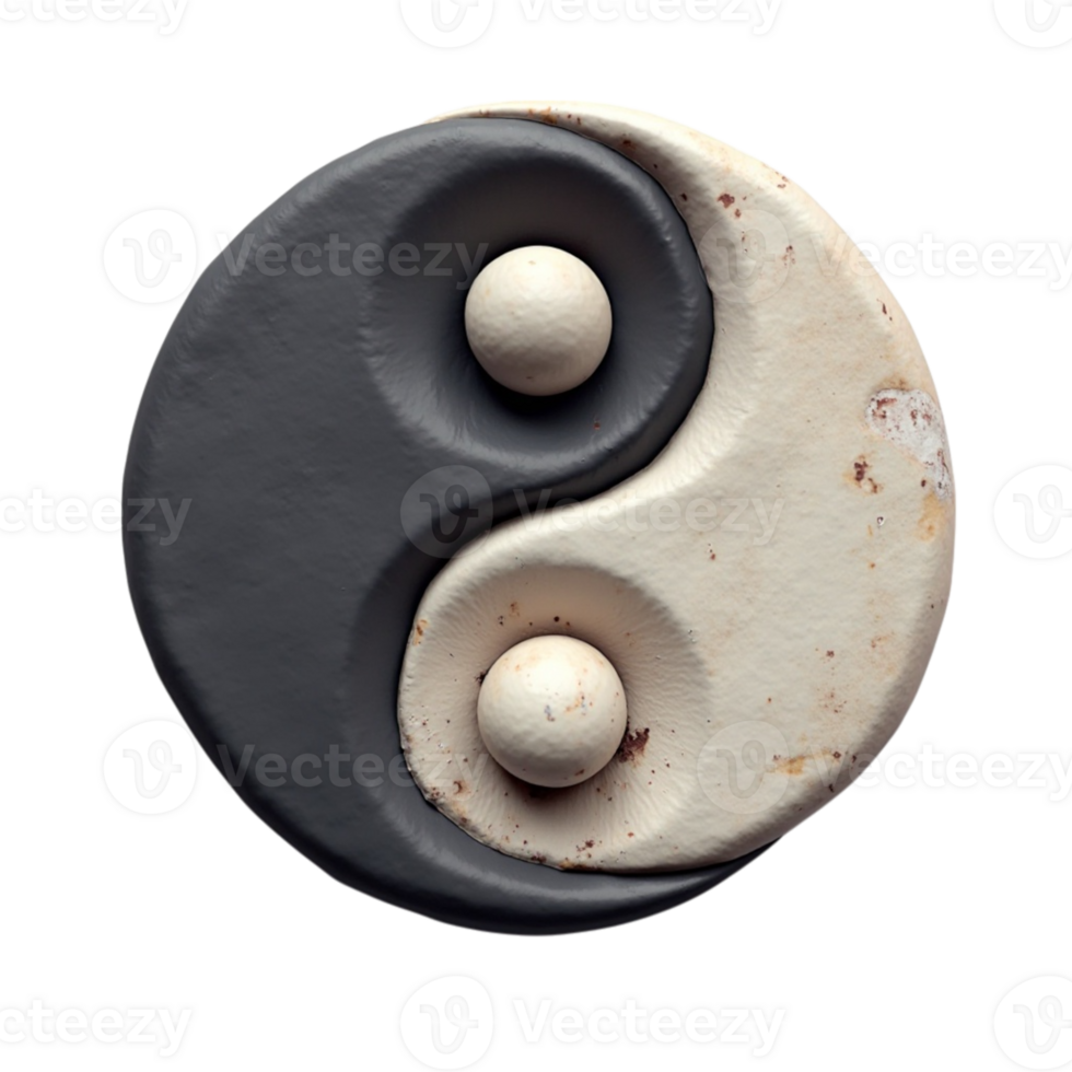 Textured Yin Yang Symbol Icon on Transparent Background File for Balance and Harmony Design Elements png
