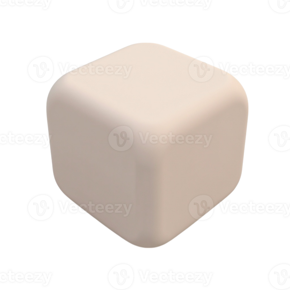 Soft Rounded Edge Light Cube 3D Rendered Geometric Shape Element png