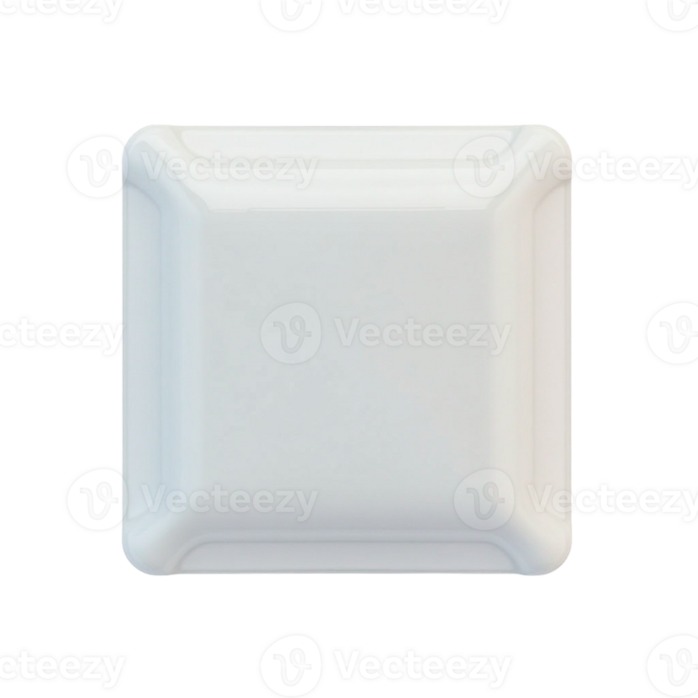 White square plate with rounded corners isolated cutout transparent background file png