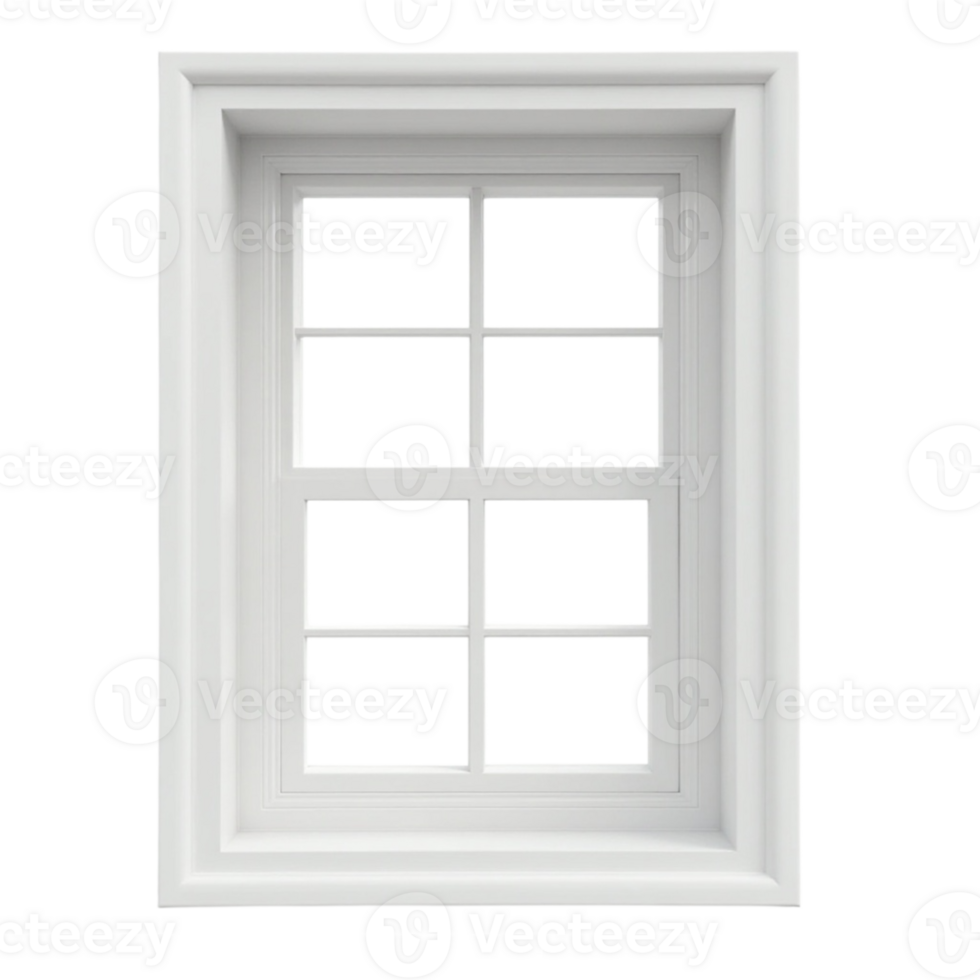 White Wooden Window Frame Isolated Realistic Mockup Element Transparent Background for Design Projects and Compositing png