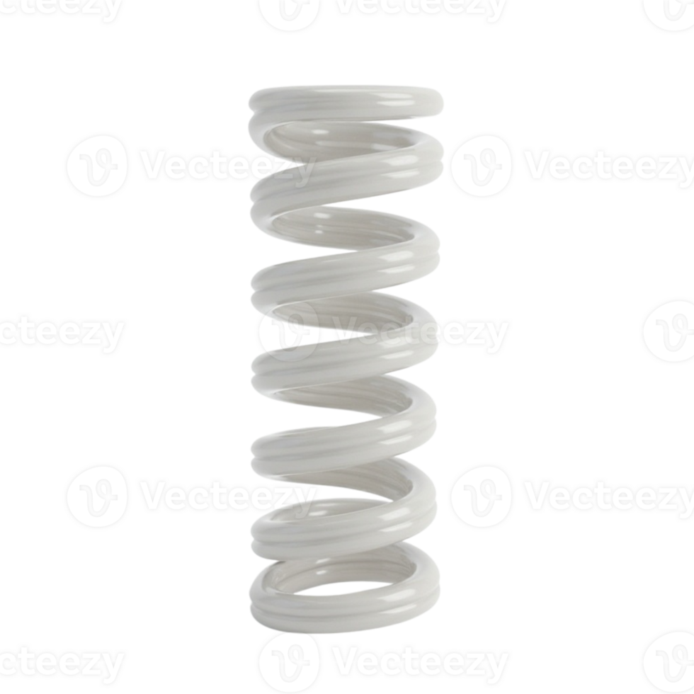 White coiled compression spring object isolated with transparent background png