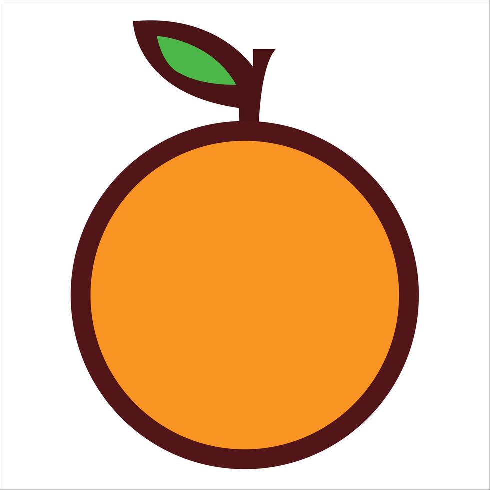 Orange fruit with a green leaf isolated on white background vector