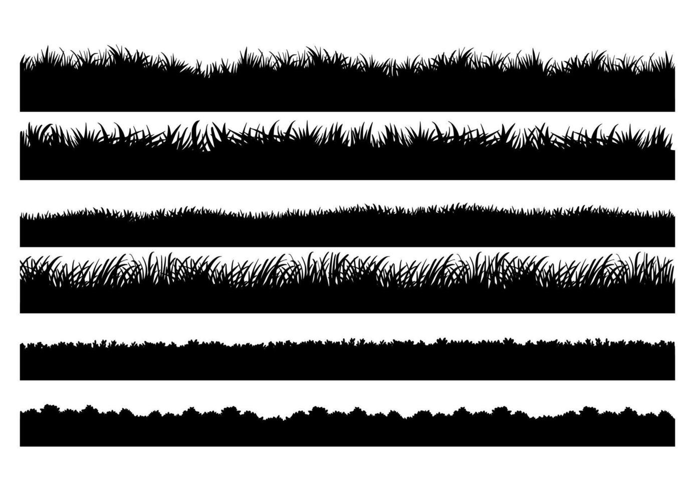 set of grass silhouettes isolated on white vector