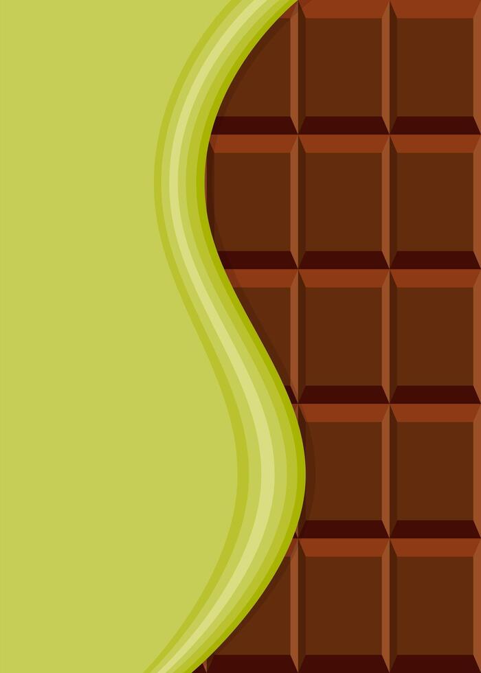 Dubai chocolate bar, label, wrapper, pistachio vertical background with chocolate. vector