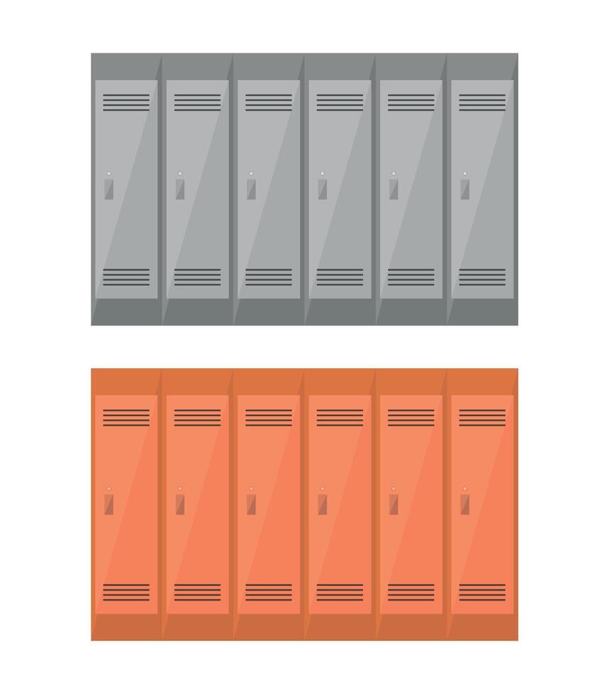 Set of school lockers icons on white background. Storage of things, objects. vector