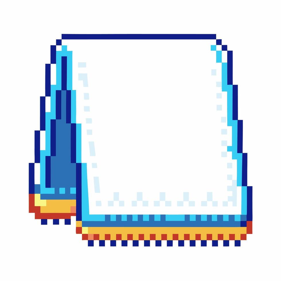 Retro pixel art napkin isolated on white vintage 8 bit square paper towel, blue border, clean simple design vector