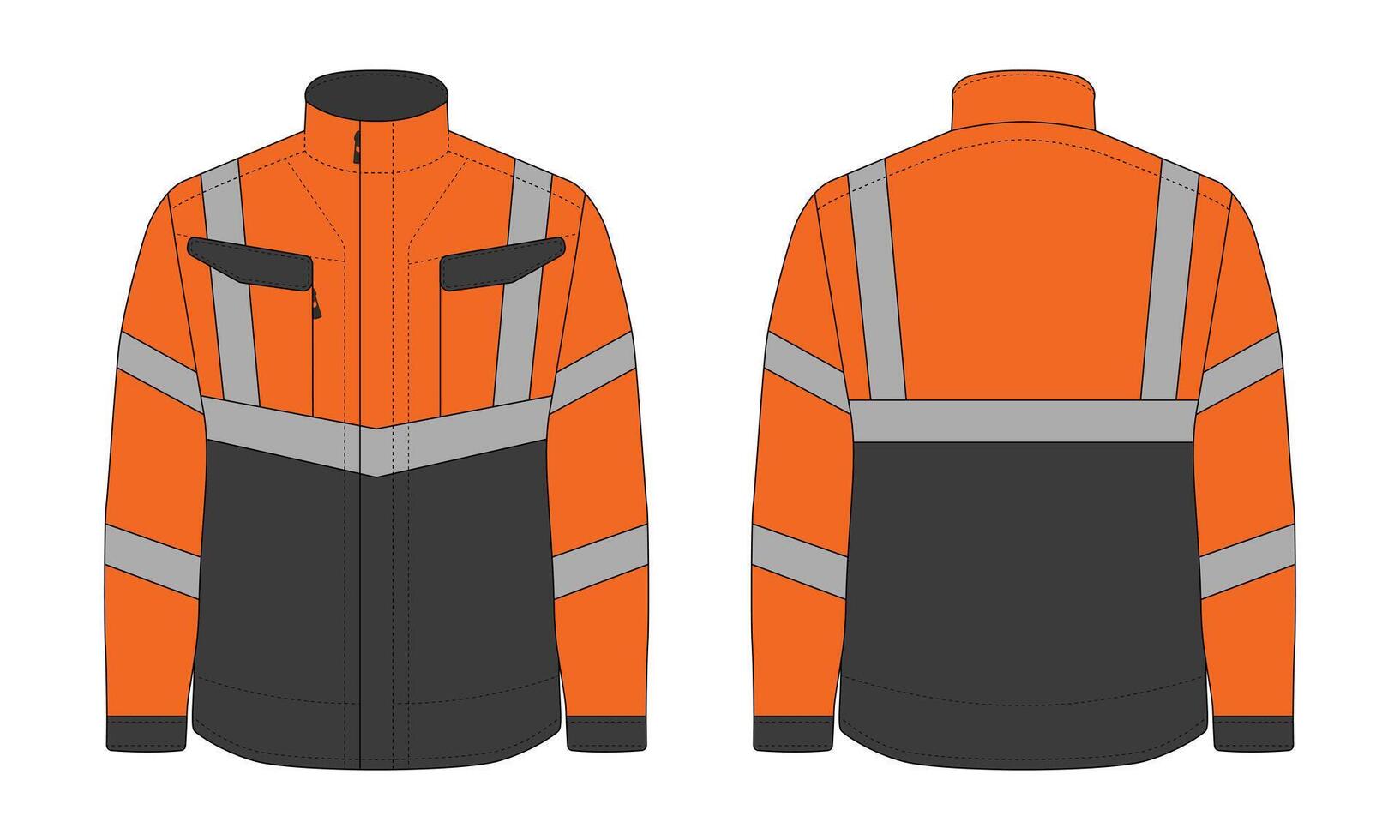 Hi-vis jacket with reflective stripes vector