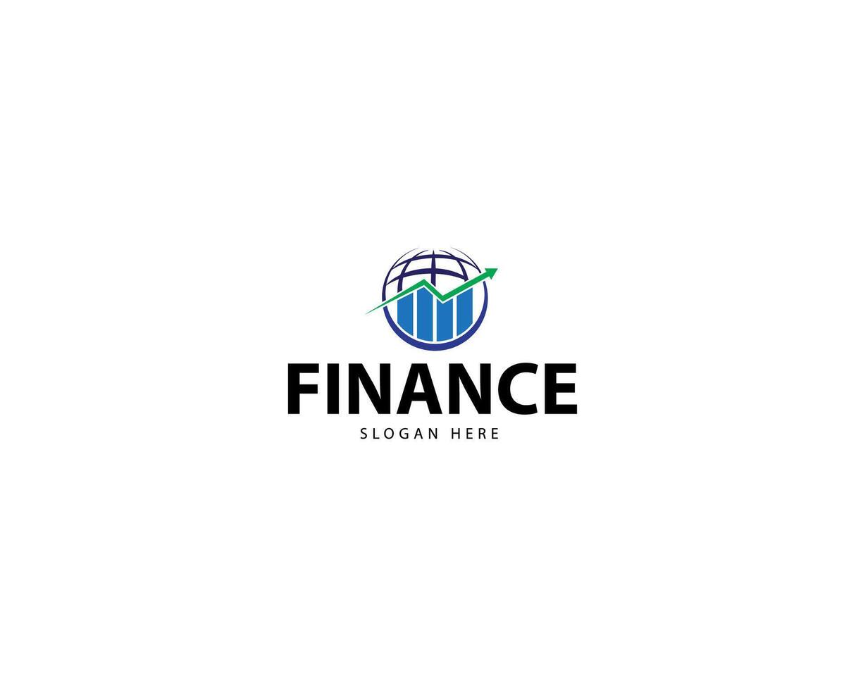 Finance world logo creative market growth business symbol in arrow investment design concept diagram vector