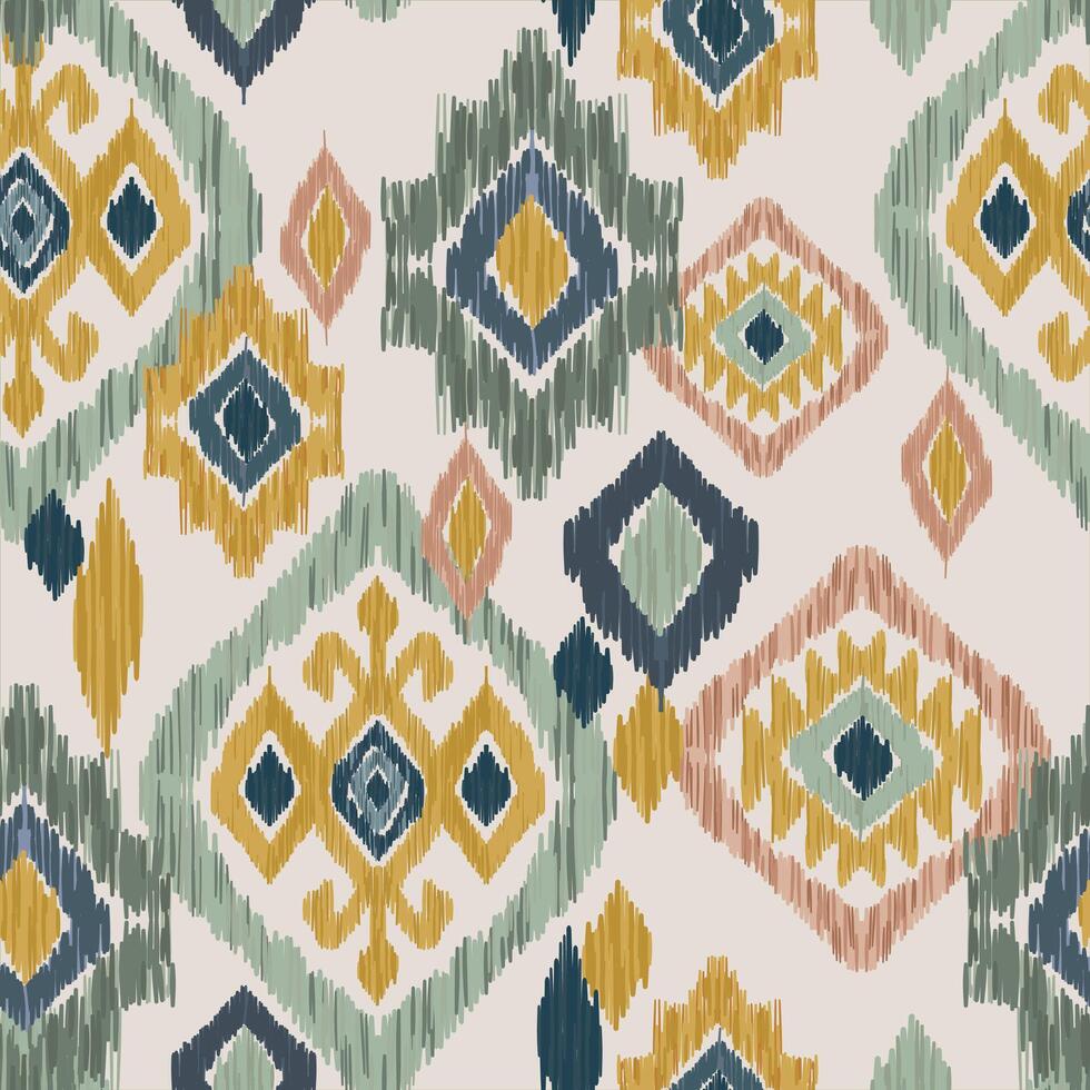 Decorative damask pattern with ikat flair, suitable for lifestyle branding vector
