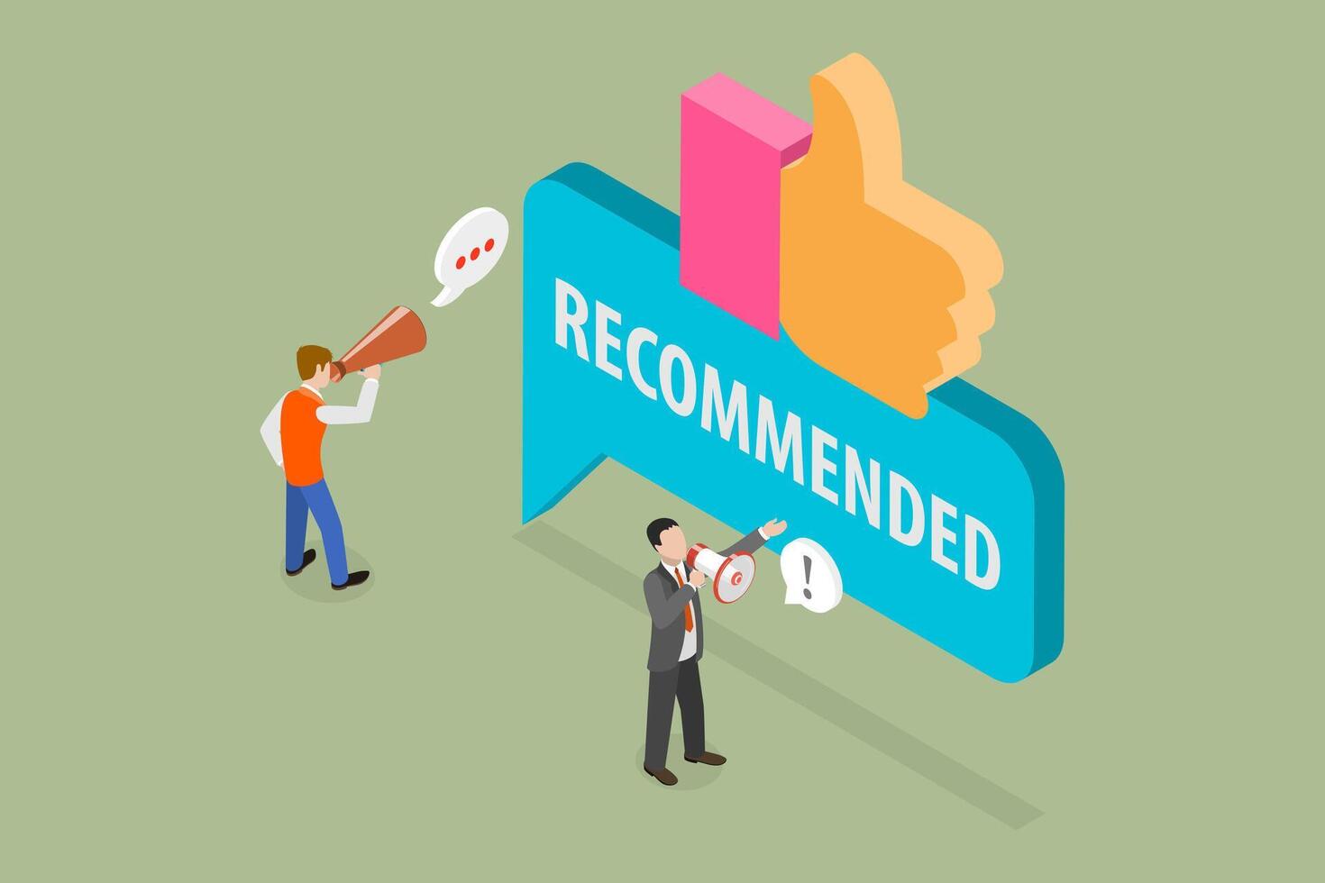 3D Isometric Flat Conceptual Illustration of Recommend Sign, Endorsed Banner vector