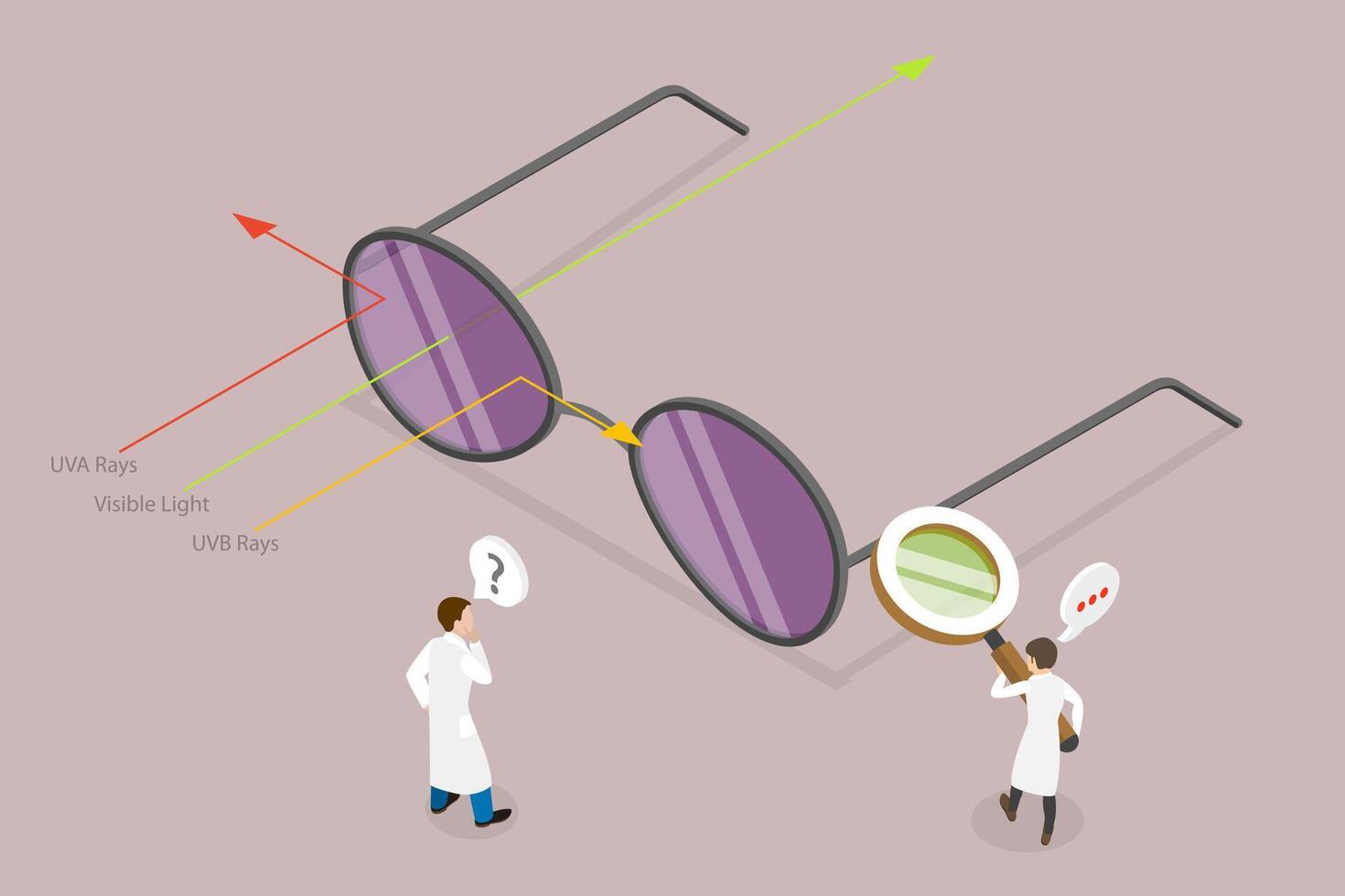 3D Isometric Flat Conceptual Illustration of Polarised Lenses, Sun Protection vector