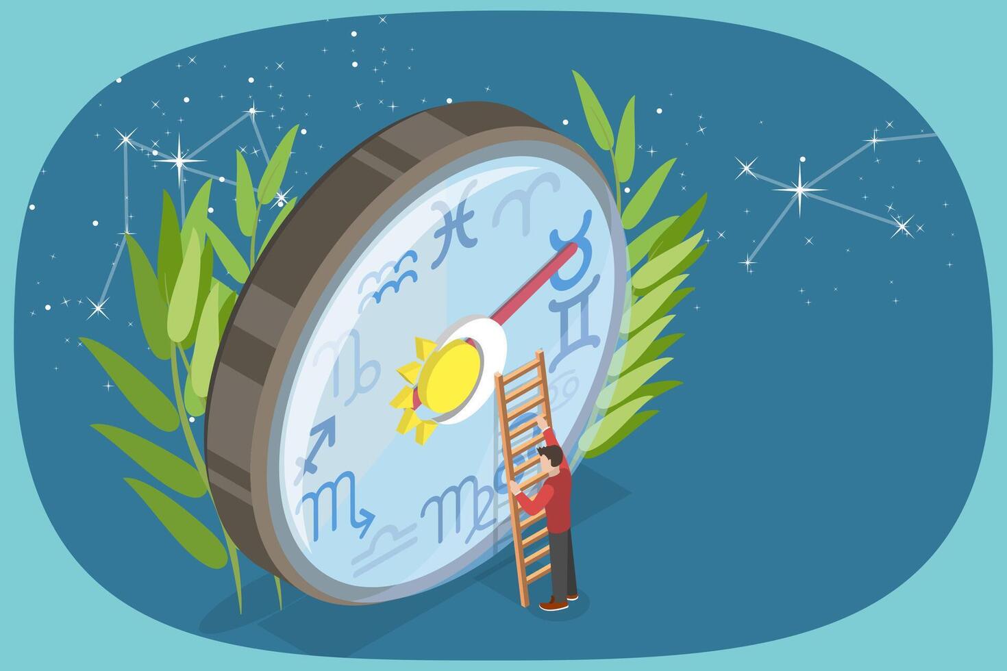 3D Isometric Flat Conceptual Illustration of Horoscope, Astrological Zodiac Signs vector