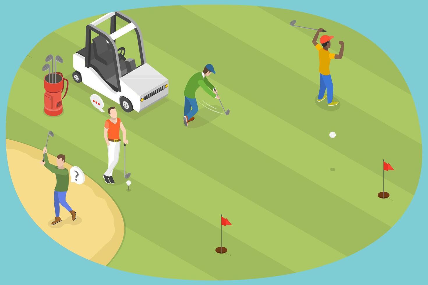 3D Isometric Flat Conceptual Illustration of Golf Club, Leisure Activity vector