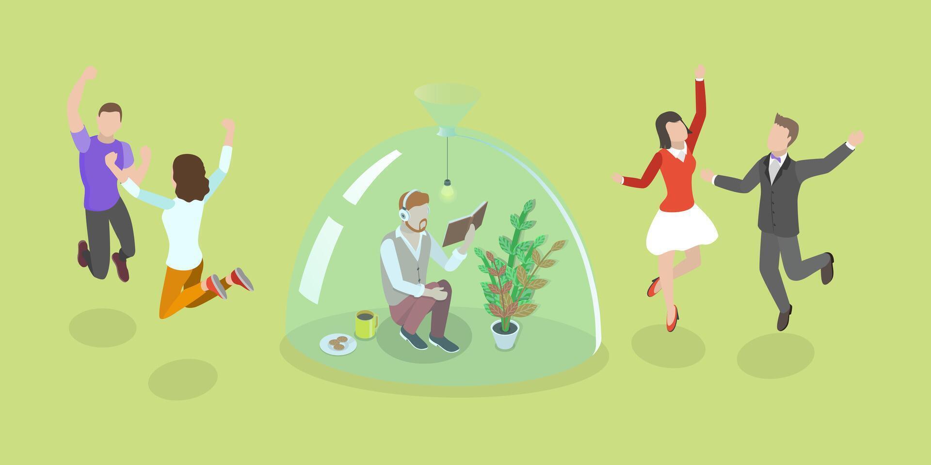 People celebrating and a person in isolation vector
