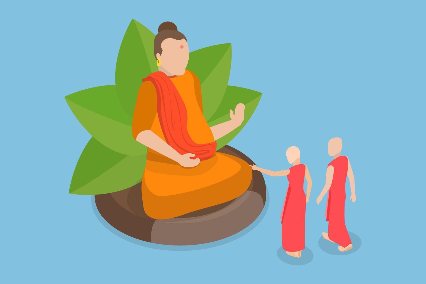 3D Isometric Flat Conceptual Illustration of Buddhism, Traditional Buddha Temple vector