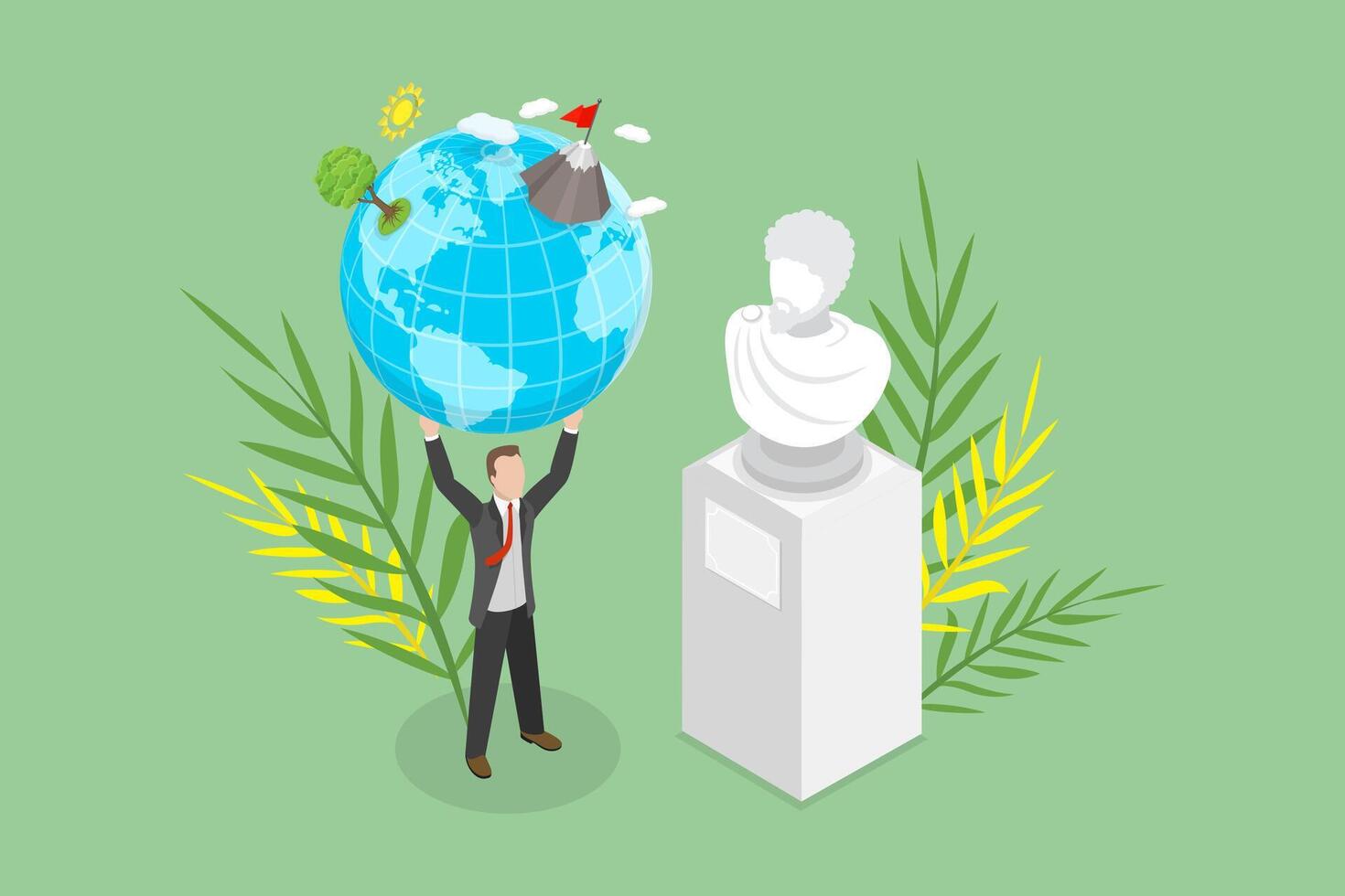 3D Isometric Flat Conceptual Illustration of Stoic Psychology, Ancient Greek Study vector