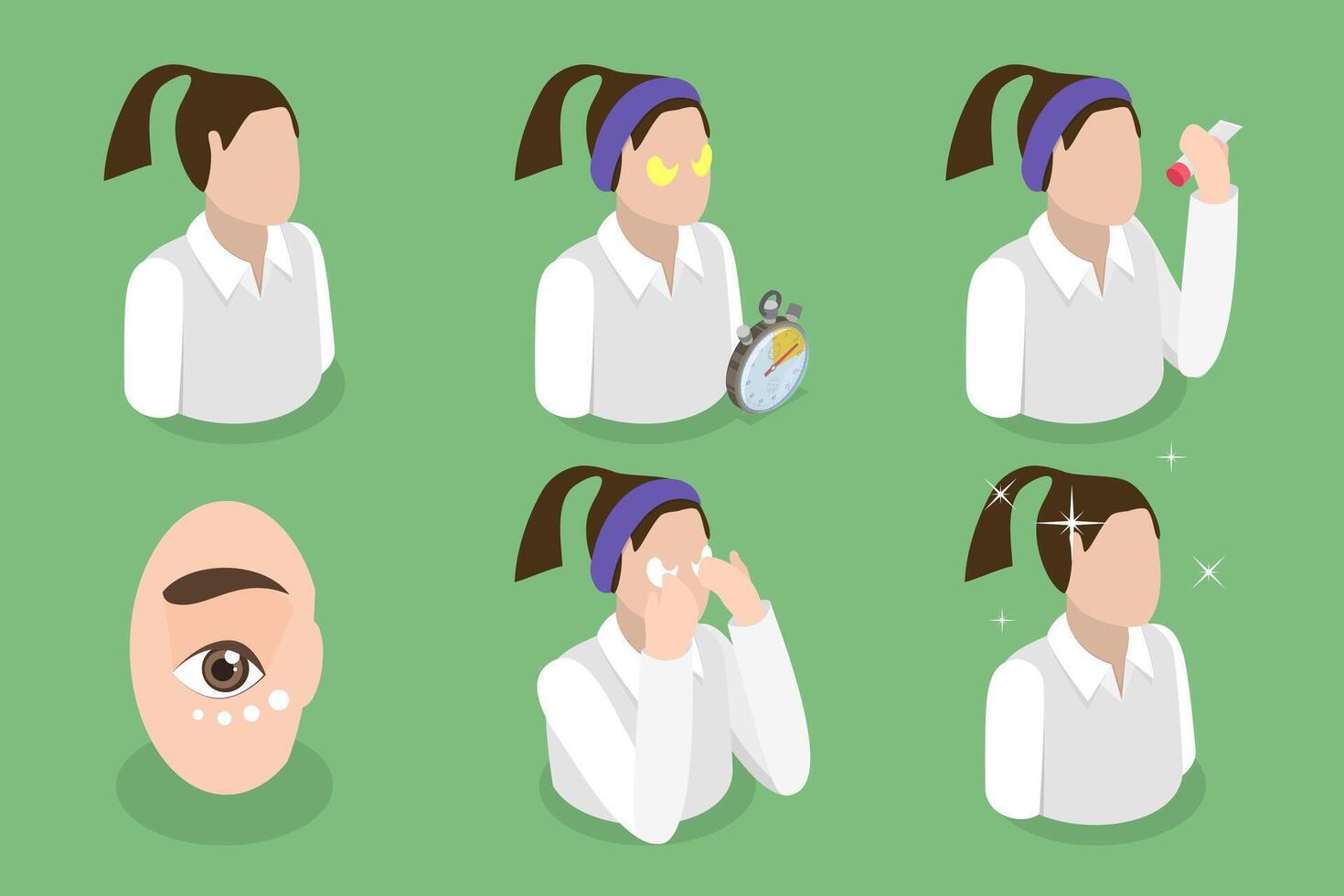 3D Isometric Flat Conceptual Illustration of Eye Cream, Daily Beauty Routine vector
