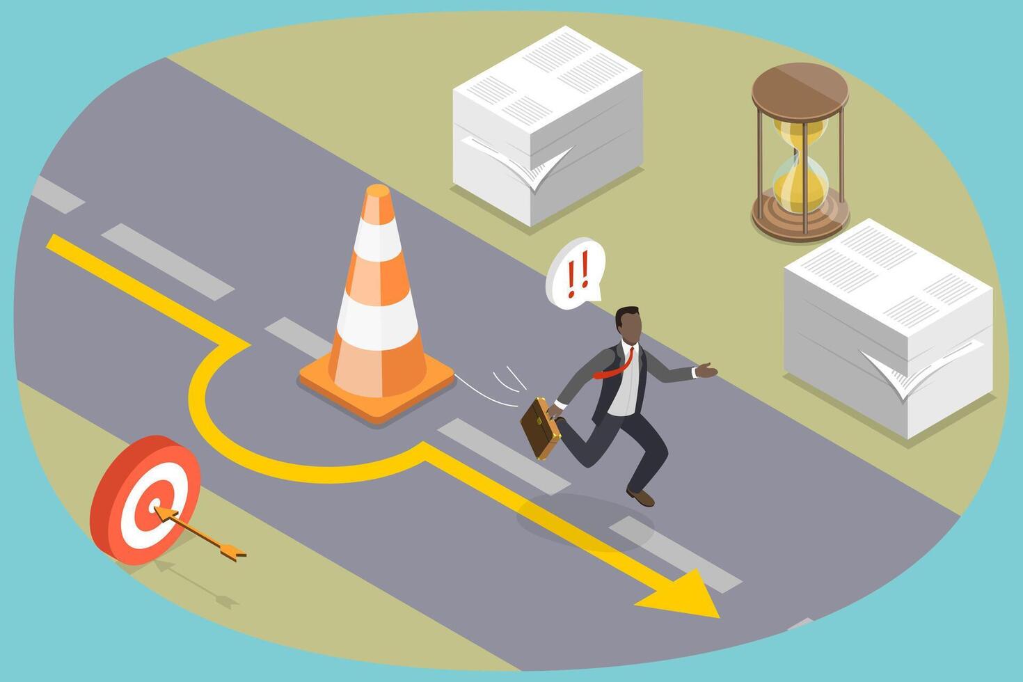 3D Isometric Flat Conceptual Illustration of Solving Business Problem, Overcome Obstacles vector