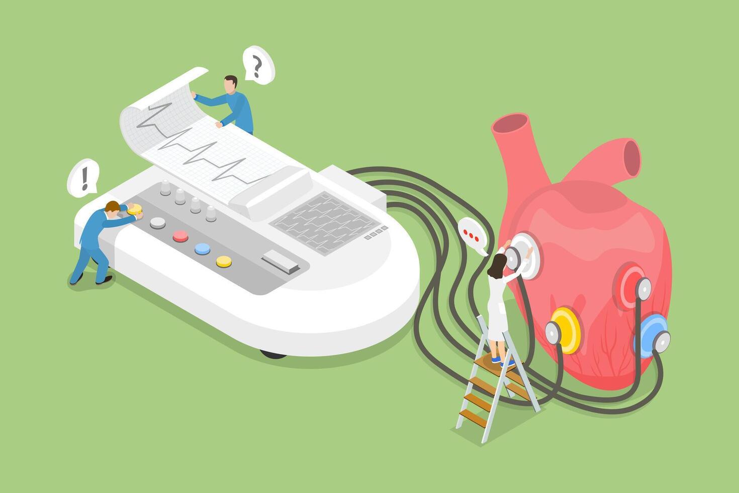ECG machine and heart health illustration vector