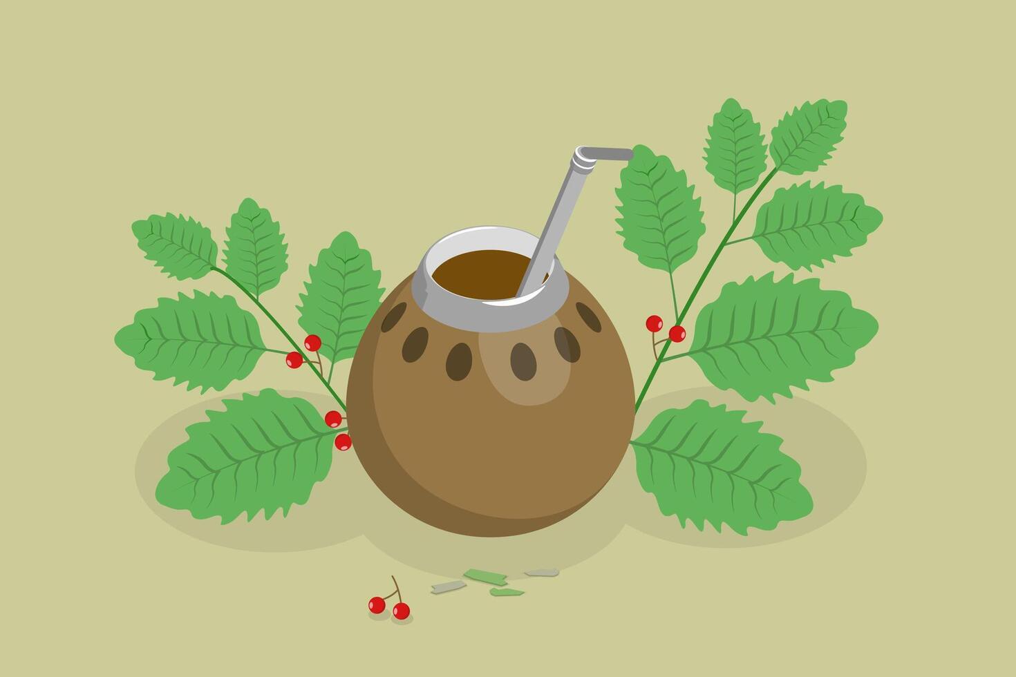 3D Isometric Flat Conceptual Illustration of Mate Tea, South American Hot Beverage vector