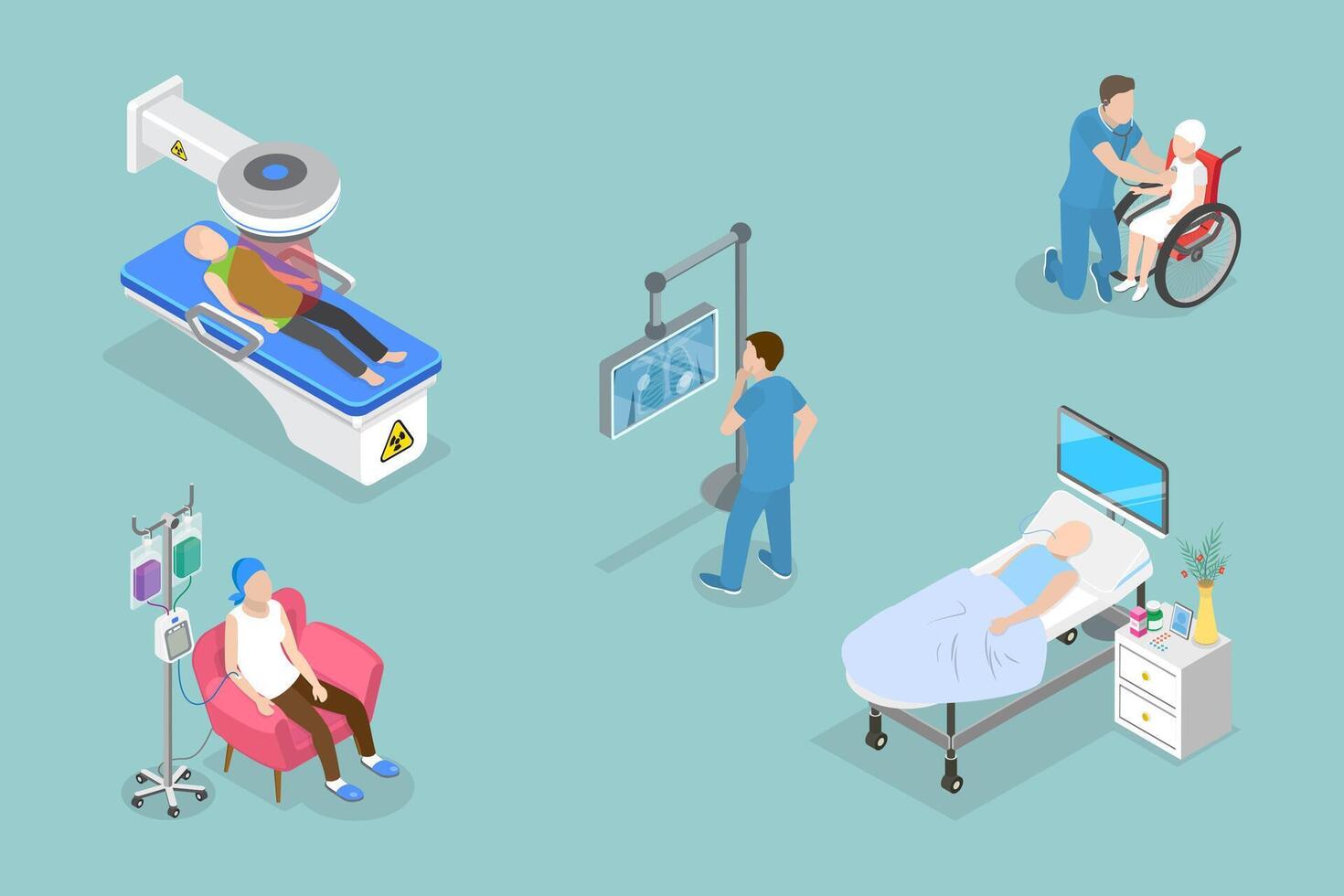 3D Isometric Flat Conceptual Illustration of Oncology, Hospital Diagnostic Tools vector