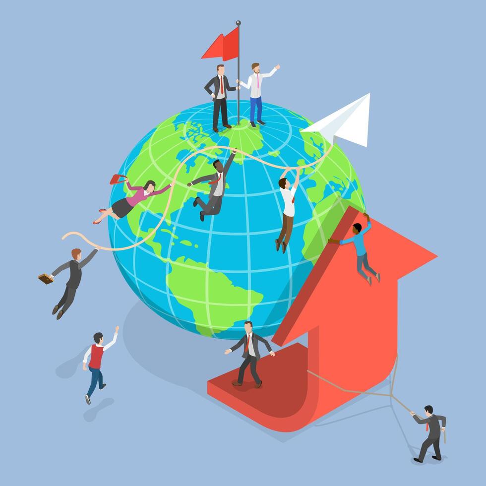 3D Isometric Flat Conceptual Illustration of Demography, Earth Overpopulation vector